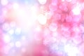 Abstract blurred festive light red pink white winter christmas or Happy New Year background texture with white bokeh circles and Royalty Free Stock Photo