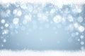 Abstract blurred festive winter christmas or Happy New Year background with shiny blue and white bokeh lighted snow landscape. Royalty Free Stock Photo