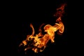 Abstract blurred fire flames isolated on black