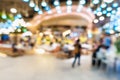 Abstract Blurred Food Court in Department Store, Defocused Blur Table Dining in Shopping Mall. Motion Blur Modern Restaurant and Royalty Free Stock Photo