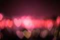 Abstract blurred heart bokeh lights backgrounds, Colorful blurred bokeh of city night light Royalty Free Stock Photo