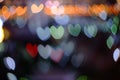 Abstract blurred heart bokeh lights backgrounds, Colorful bokeh of city night light Royalty Free Stock Photo