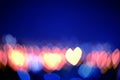 Abstract blurred heart bokeh lights backgrounds, Colorful blurred bokeh of city night light