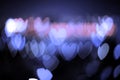 Abstract blurred heart bokeh lights backgrounds, Colorful blurred bokeh of city night light Royalty Free Stock Photo
