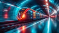 abstract blurred image of trains in a futuristic city, speed blur, future transportation Royalty Free Stock Photo