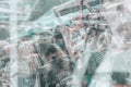 Abstract blurred large crowd at a trade fair, walking in the shopping center, unrecognizable people, urban lifestyle concept Royalty Free Stock Photo