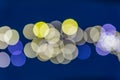 Abstract blurred lights on background in blue and yellow- christmas celebration concept Royalty Free Stock Photo