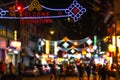 Abstract blurred lights of a New York City street scene in Chinatown at night Royalty Free Stock Photo