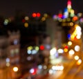 Abstract blurred lights of a street scene in New York City at night Royalty Free Stock Photo