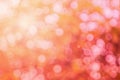 Abstract blurred orange color and peach for background, Blur festival lights outdoor and pink bubble focus texture decoration Royalty Free Stock Photo