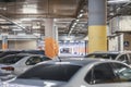 Abstract blurred Parking garage, cars in underground interior Royalty Free Stock Photo