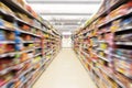 Abstract blurred photo of store in department store, Empty supermarket aisle Royalty Free Stock Photo