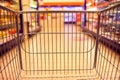 Abstract blurred photo of store with food trolley at a supermarket Royalty Free Stock Photo