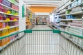 Abstract blurred photo of store with trolley in department store Royalty Free Stock Photo