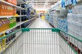 Abstract blurred photo of store with trolley in department store Royalty Free Stock Photo