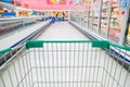 Abstract blurred photo of store with trolley in Supermarket store bokeh background Royalty Free Stock Photo