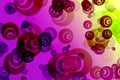 Abstract blurred pink background with bright colorful fractal pattern in the form of bubbles, fantasy circles Royalty Free Stock Photo