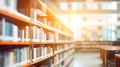 Abstract blurred public library interior space. Blurry room with bookshelves Royalty Free Stock Photo