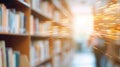 Abstract blurred public library interior space. Blurry room with bookshelves Royalty Free Stock Photo