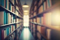 Abstract blurred public library interior space. blurry room with bookshelves by defocused effect.background business or education Royalty Free Stock Photo