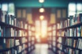 Abstract blurred public library interior space. blurry room with bookshelves by defocused effect.background business or education Royalty Free Stock Photo