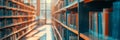 Abstract blurred public library interior space. Blurry room with bookshelves by defocused effect Royalty Free Stock Photo