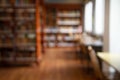 Abstract blurred public library interior space. blurry room with bookshelves Royalty Free Stock Photo