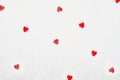 The Abstract blurred of red heart on white mulberry paper texture, suitable for a background. Valentine day Royalty Free Stock Photo