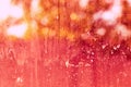 Abstract blurred red and white background. Look out the dirty window. Grunge background Royalty Free Stock Photo