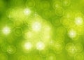 Abstract Blurred Sparkles and Bubbles in Green Background Royalty Free Stock Photo