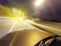 Abstract blurred . Speed driving car in the night on the highway Royalty Free Stock Photo