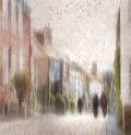 Abstract blurred street scene Rye Sussex UK