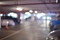 Abstract blurry background of parking lots in shopping mall Royalty Free Stock Photo