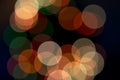 Abstract blurry bokeh background. Blended colorful Christmas light circles Royalty Free Stock Photo