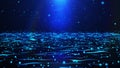 Abstract Blurry Focus Magic Blue Shiny Surface Water Ripple With Turbulence Dotted Lines Glitter Sparkle And Light Flare