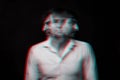 Abstract blurry portrait of a psychopathic man with schizophrenic diseases and split personality Royalty Free Stock Photo