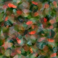 Abstract blurry seamless fabric patter Faded green and orange layered transparent geometric motifs