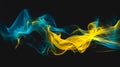 Abstract blurry smooth image of blue and yellow color, generative AI.