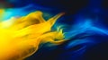 Abstract blurry smooth image of blue and yellow color, generative AI.