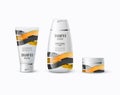 Abstract body care cosmetic brand concept. Tube cream, shampoo p Royalty Free Stock Photo