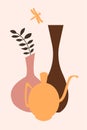 Abstract Boho minimalist vase illustration. vector illustration Royalty Free Stock Photo