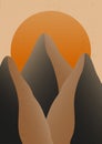 Abstract boho mountain landscape poster. Modern boho background Royalty Free Stock Photo