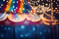 Abstract bokeh background of carnival night festival with colorful lights, Colorful multi colored circus tent background and Royalty Free Stock Photo