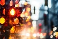 abstract bokeh background of traffic lights during rush hour Royalty Free Stock Photo