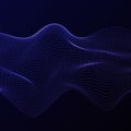 Abstract design bokeh dots waves. Vector background. Blue on black. Royalty Free Stock Photo