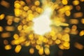 Abstract bokeh. Glitter blurred gold lights, festival design, background for Christmas presents Royalty Free Stock Photo