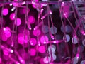 Abstract Bokeh light blurred background, lightbulb on Christmas tree for celebrate season with pink, purple and white colorful def Royalty Free Stock Photo