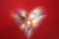 Abstract bokeh light with love heart shaped on red illustration background. Valentines Day or Christmas backgrounds. Holiday