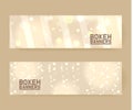 Abstract bokeh lights with soft light background set of banners vector illustration. Golden sparkles, shiny defocused Royalty Free Stock Photo