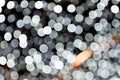 Abstract bokeh of white city lights on black background. defocused and blurred many round light Royalty Free Stock Photo